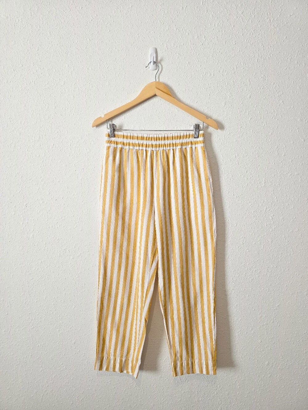 Madewell Yellow Striped Linen Cotton Straight Pants XS